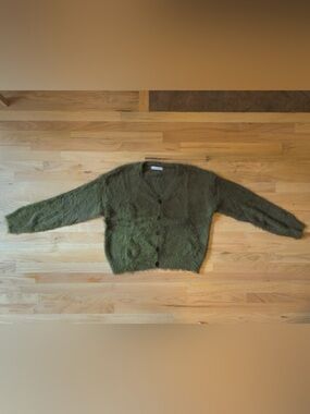 No Maintenance Still Shag Cardigan Forrest Green Shag (Kurt Cobain)